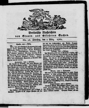 Berlinische Nachrichten von Staats- und gelehrten Sachen vom 02.03.1762