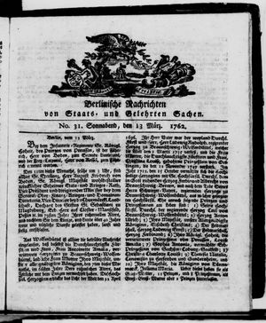 Berlinische Nachrichten von Staats- und gelehrten Sachen vom 13.03.1762