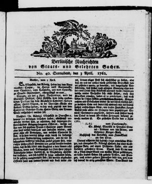 Berlinische Nachrichten von Staats- und gelehrten Sachen vom 03.04.1762