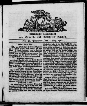 Berlinische Nachrichten von Staats- und gelehrten Sachen on May 1, 1762