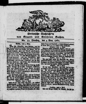 Berlinische Nachrichten von Staats- und gelehrten Sachen vom 04.05.1762