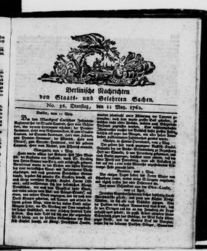 Berlinische Nachrichten von Staats- und gelehrten Sachen on May 11, 1762