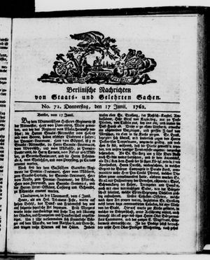 Berlinische Nachrichten von Staats- und gelehrten Sachen vom 17.06.1762