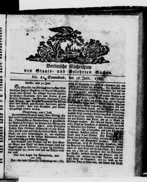 Berlinische Nachrichten von Staats- und gelehrten Sachen vom 10.07.1762