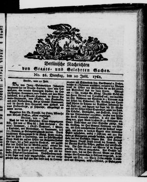 Berlinische Nachrichten von Staats- und gelehrten Sachen vom 20.07.1762