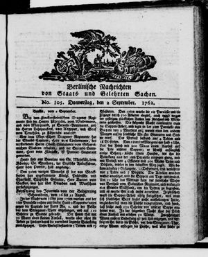 Berlinische Nachrichten von Staats- und gelehrten Sachen vom 02.09.1762