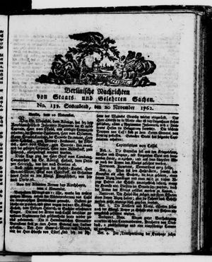 Berlinische Nachrichten von Staats- und gelehrten Sachen vom 20.11.1762
