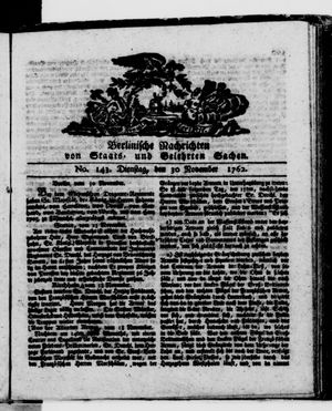 Berlinische Nachrichten von Staats- und gelehrten Sachen vom 30.11.1762