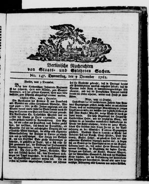 Berlinische Nachrichten von Staats- und gelehrten Sachen vom 09.12.1762