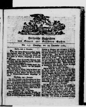 Berlinische Nachrichten von Staats- und gelehrten Sachen vom 28.12.1762