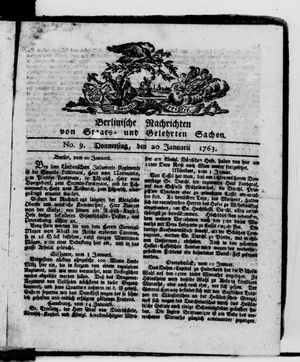 Berlinische Nachrichten von Staats- und gelehrten Sachen vom 20.01.1763