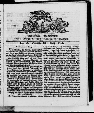 Berlinische Nachrichten von Staats- und gelehrten Sachen vom 01.03.1763