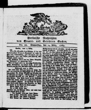 Berlinische Nachrichten von Staats- und gelehrten Sachen vom 24.03.1763