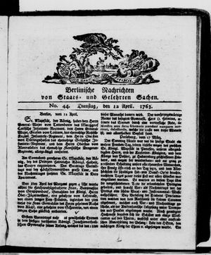 Berlinische Nachrichten von Staats- und gelehrten Sachen vom 12.04.1763