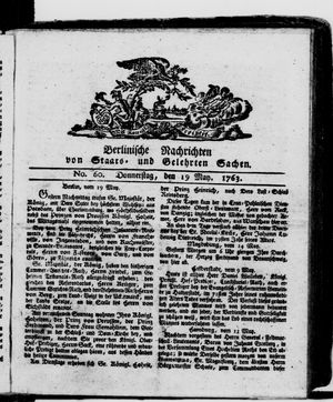 Berlinische Nachrichten von Staats- und gelehrten Sachen vom 19.05.1763