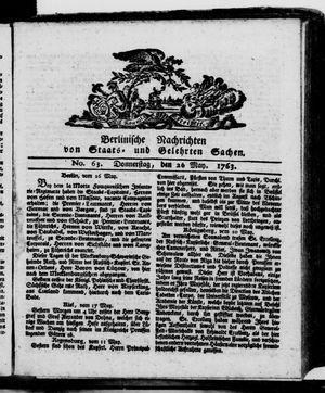 Berlinische Nachrichten von Staats- und gelehrten Sachen vom 26.05.1763