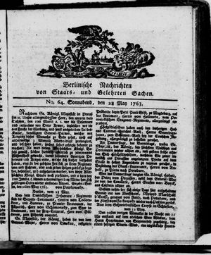 Berlinische Nachrichten von Staats- und gelehrten Sachen vom 28.05.1763