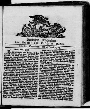 Berlinische Nachrichten von Staats- und gelehrten Sachen vom 04.06.1763