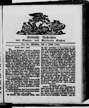 Berlinische Nachrichten von Staats- und gelehrten Sachen vom 07.06.1763