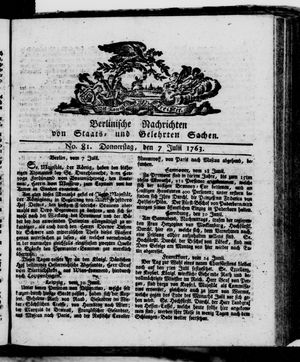 Berlinische Nachrichten von Staats- und gelehrten Sachen vom 07.07.1763