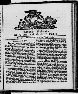 Berlinische Nachrichten von Staats- und gelehrten Sachen vom 28.07.1763