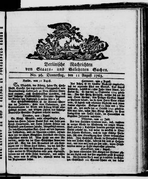Berlinische Nachrichten von Staats- und gelehrten Sachen vom 11.08.1763