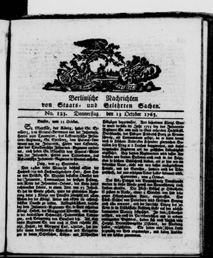 Berlinische Nachrichten von Staats- und gelehrten Sachen vom 13.10.1763