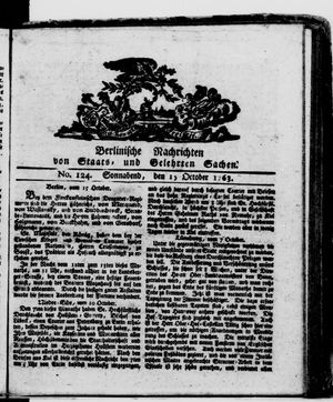 Berlinische Nachrichten von Staats- und gelehrten Sachen on Oct 15, 1763