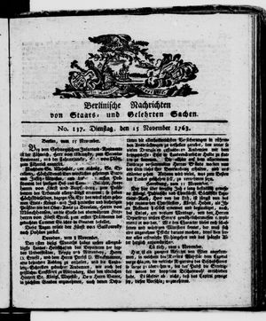 Berlinische Nachrichten von Staats- und gelehrten Sachen vom 15.11.1763