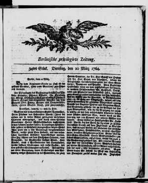 Berlinische Nachrichten von Staats- und gelehrten Sachen vom 20.03.1764
