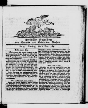 Berlinische Nachrichten von Staats- und gelehrten Sachen vom 08.05.1764