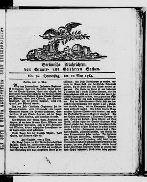 Berlinische Nachrichten von Staats- und gelehrten Sachen vom 10.05.1764