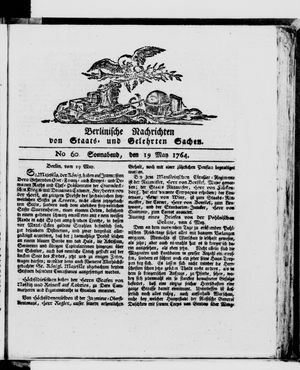 Berlinische Nachrichten von Staats- und gelehrten Sachen vom 19.05.1764