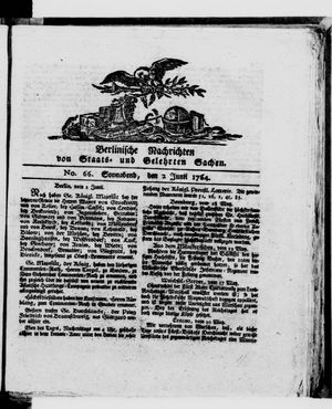 Berlinische Nachrichten von Staats- und gelehrten Sachen vom 02.06.1764