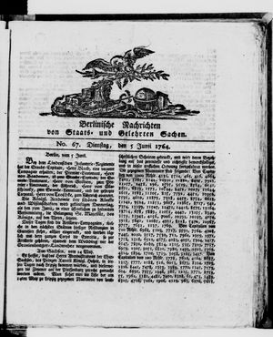 Berlinische Nachrichten von Staats- und gelehrten Sachen vom 05.06.1764