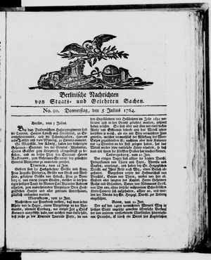 Berlinische Nachrichten von Staats- und gelehrten Sachen vom 05.07.1764