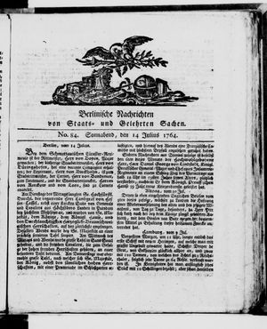 Berlinische Nachrichten von Staats- und gelehrten Sachen vom 14.07.1764