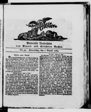Berlinische Nachrichten von Staats- und gelehrten Sachen vom 02.08.1764