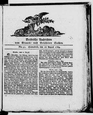 Berlinische Nachrichten von Staats- und gelehrten Sachen vom 18.08.1764