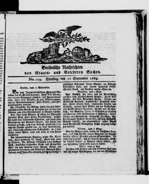 Berlinische Nachrichten von Staats- und gelehrten Sachen vom 11.09.1764