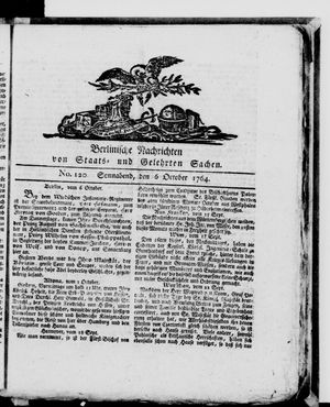 Berlinische Nachrichten von Staats- und gelehrten Sachen vom 06.10.1764