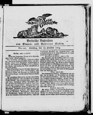 Berlinische Nachrichten von Staats- und gelehrten Sachen vom 23.10.1764