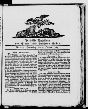 Berlinische Nachrichten von Staats- und gelehrten Sachen vom 25.10.1764