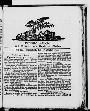 Berlinische Nachrichten von Staats- und gelehrten Sachen vom 27.10.1764