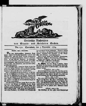 Berlinische Nachrichten von Staats- und gelehrten Sachen vom 03.11.1764