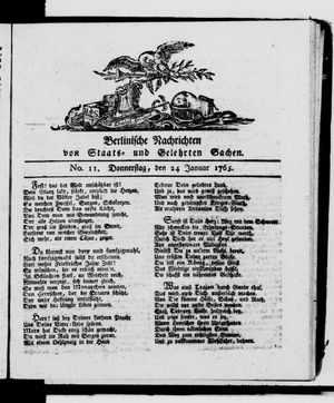Berlinische Nachrichten von Staats- und gelehrten Sachen vom 24.01.1765