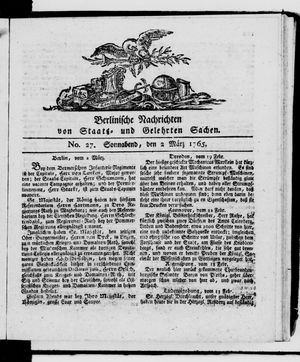 Berlinische Nachrichten von Staats- und gelehrten Sachen vom 02.03.1765