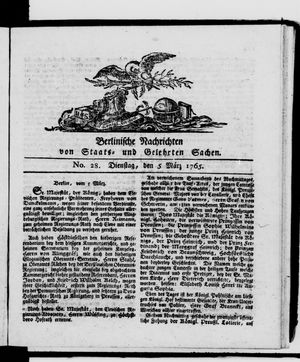 Berlinische Nachrichten von Staats- und gelehrten Sachen vom 05.03.1765