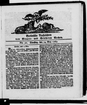 Berlinische Nachrichten von Staats- und gelehrten Sachen vom 14.05.1765