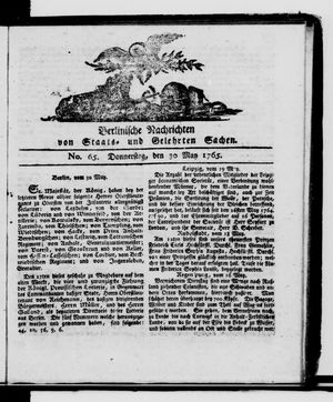 Berlinische Nachrichten von Staats- und gelehrten Sachen vom 30.05.1765